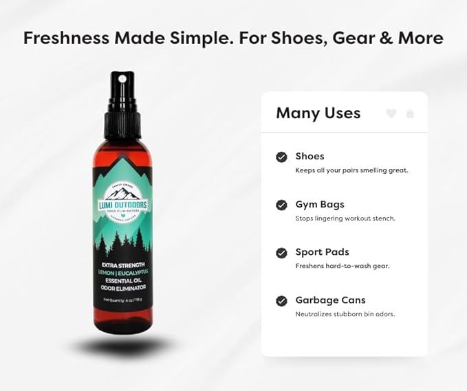Lumi Outdoors Natural Shoe Deodorizer Spray 3 Pack Bundle - Image 8