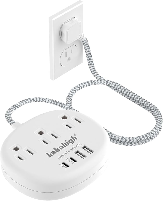 Small Extension Cord with USB C - 5 FT Short Extension Cord by YourBetterchoice