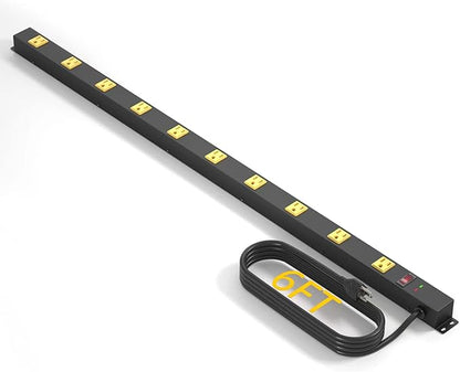 10 Outlet Long Power Strip Surge Protector, Heavy Duty Industrial Metal Power by CFMASTER