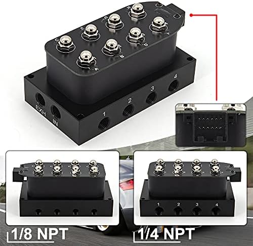 12V Air Ride Suspension Manifold Kit with 8 Air Ride Solenoid Valves