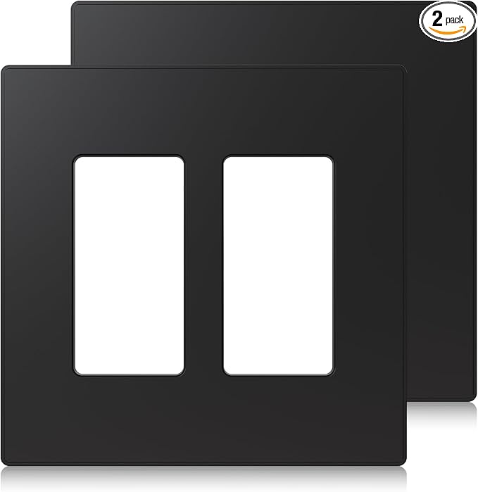 ELEGRP 2-Gang Screwless Decorative Wall Plates, Mid-Size 4.88" height x 4.94" by ELEGRP%7CELEGROUP