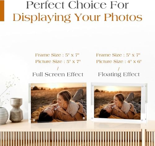 5x7 Acrylic Frame 30 Pack,20MM Thicker Frameless Clear Picture Frames | Freestanding Double Sided Magnetic Picture Frame,Acrylic Picture Frames for Desktop Display with Microfiber Cloth,Gift Ideal