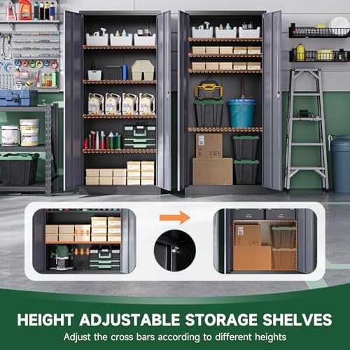 letaya metal garage storage cabinets with lock door, side view