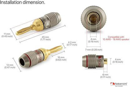 Nakamichi FanLock Excel Series 24k Gold Plated Banana Plugs 10 AWG - Image 7