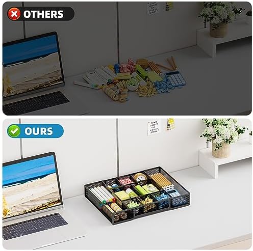 marbrasse expandable desk drawer organizer, mesh drawer organizer, front angle view