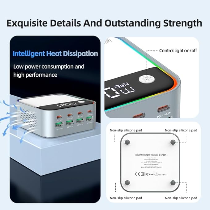 8-Port USB C Charging Station 120W, GaN Fast Charger Block - Image 7