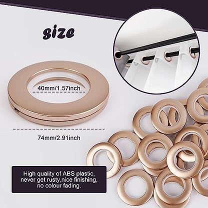 32PCS Bronze Roman Shade Rings 40mm - Rich Espresso Finish for Traditional Homes (1-9/16"), Heavy Duty Quiet Glide Grommets