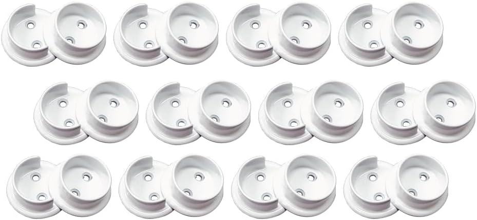 Heavy Duty Solid Metal Pole Socket Set, 1-3/8'', Matte White, 12 Pairs, Made in Taiwan