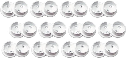 Heavy Duty Solid Metal Pole Socket Set, 1-3/8'', Matte White, 12 Pairs, Made in Taiwan