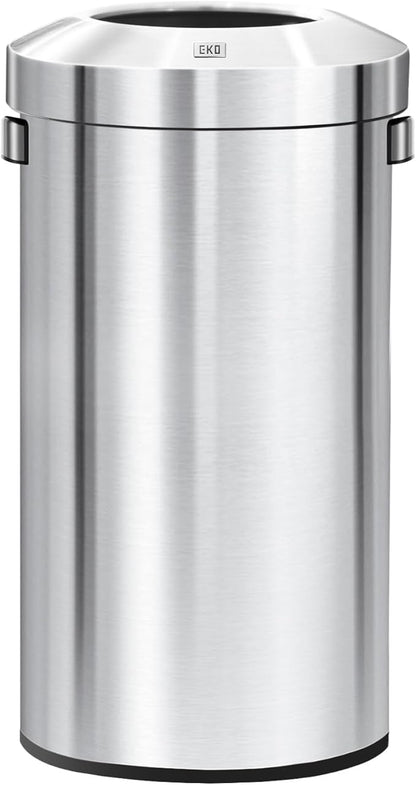 EKO 32-Gallon Round Stainless Steel Open Top Trash Can, Large Commercial Waste by EKO