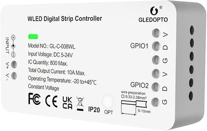 GLEDOPTO WLED Pre-Installed ESP8266 LED Strip Controller Over 100 Dynamic by GledoptoSmartHome
