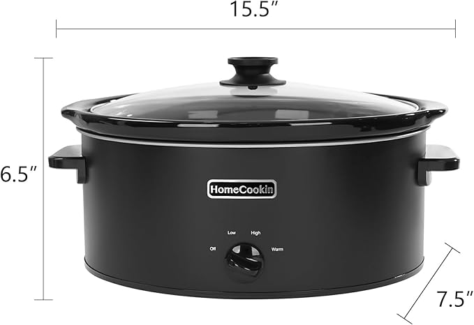 HOMECOOKIN 6 Quart Slow Cooker Oval Manual Pot Food Warmer - Image 4