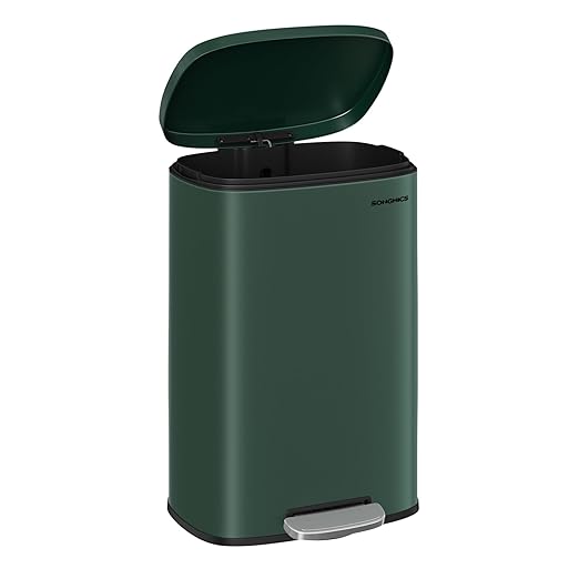 SONGMICS 13 Gallon Trash Can, Stainless Steel Kitchen Garbage Can, Recycling or by SONGMICSbySONGMICSHOME