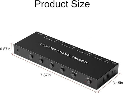 Azduou 4 AV to HDMI, 1080P/720P 4 Way RCA Composite CVBS AV Switch to HDMI - Image 3