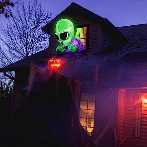 Halloween Inflatables Outdoor Decorations Alien Broke Out from Window