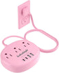 Pink Extension Cord with Surge Protected 1080J - 5 FT Kawaii Power Strip by YourBetterchoice