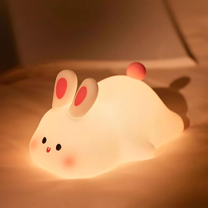 Rytinazzz Big Face Rabbit Night Light, 3-Level Pat Control & Cute Squishy Lamp by Rytinazzz