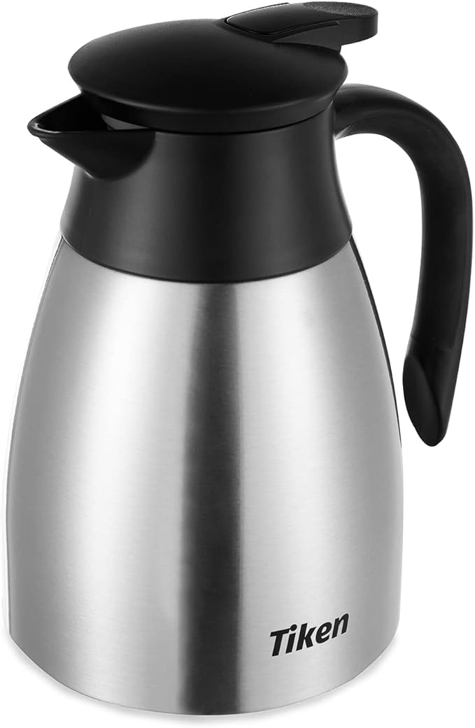 Tiken 34 Oz Thermal Coffee Carafe, Stainless Steel Insulated Vacuum Coffee by WelcometoTikenWare