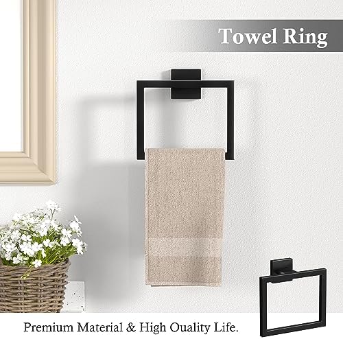 5-pieces matte black bathroom accessories set 23.6 inch, side view