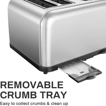 Toaster 4 Slice, Dual Independent Controls, Extra Wide Slot Toasters - Image 7