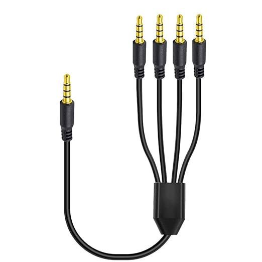 MysRuida 3.3ft 1/8” 3.5mm TRRS Stereo Audio Cable, 1 to 4 Splitter Male Aux Cord by Unknown