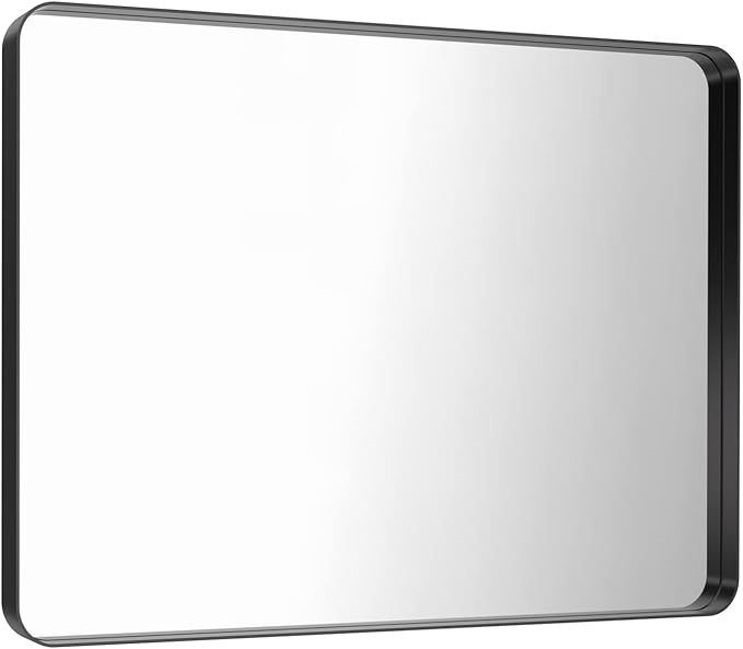 LOAAO 40X30 Inch Black Metal Framed Bathroom Mirror - Image 3