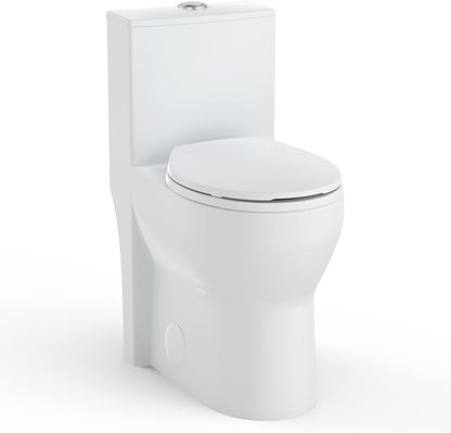 One Piece Toilet with 19" ADA Height, Round Bowl Design, Soft Closing PP Toilet by Unknown
