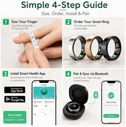 smart ring for women men, fitness tracker ring, front angle view