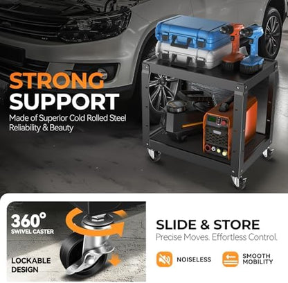 auto dynasty adjustable av cart w/power strip, 4, side view