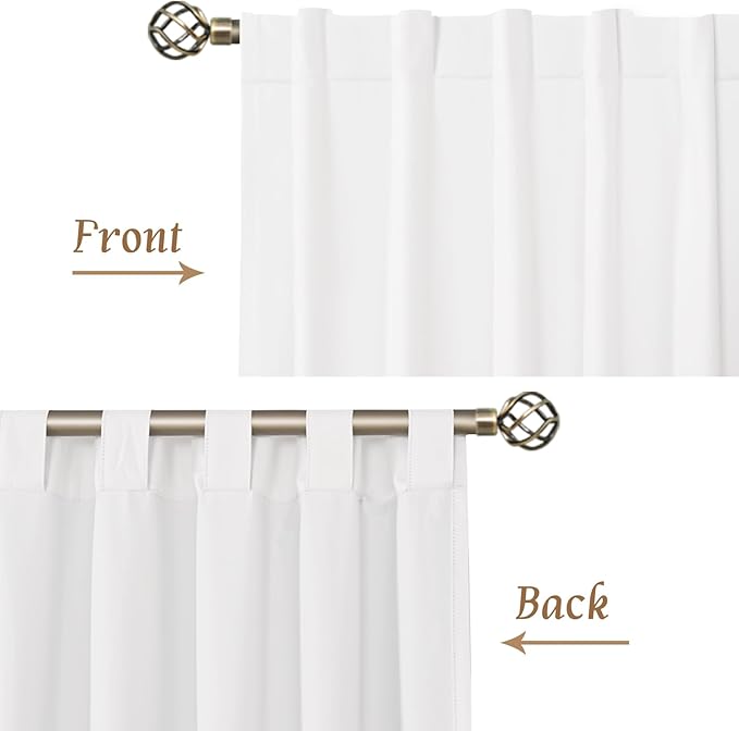 LAMIT 100% Blackout White Linen Curtains 48 Inches Long, Linen Textured Living - Image 8
