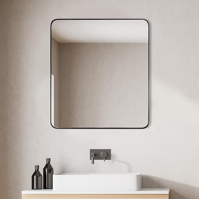 ANDY STAR Square Wall Mirror for Bathroom, 24”x24” Matte Black Bathroom Mirror - Image 8