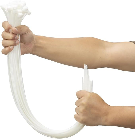 XINGO 24 inch White Long Zip Ties Heavy Duty 100 PCS, 200LBS Ultra Strong by XINGO