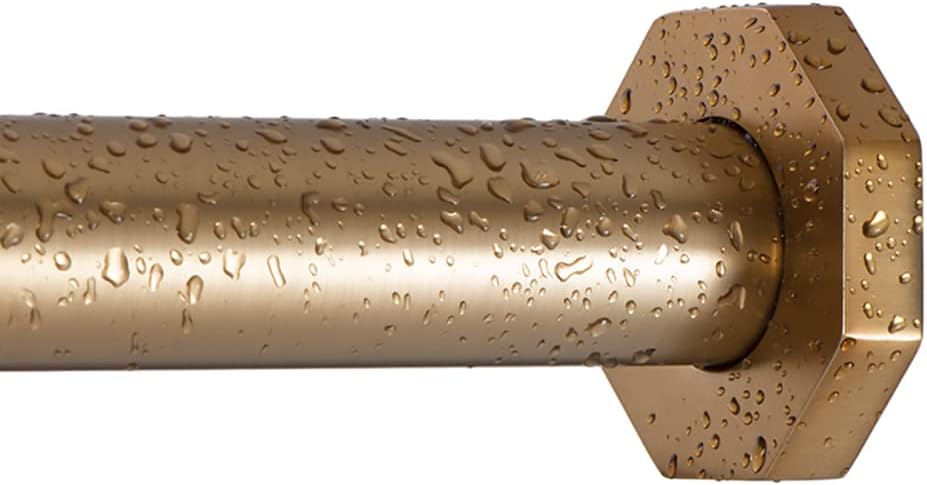 Ivilon Tension Curtain Rod - Hexagonal Spring Tension Rod for Windows or Shower, 54 to 90 Inch, Warm Gold