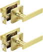 Mengico 2 Pack Passage Door Levers Gold Finish, No-Locking Keyless Square Door by Mengico