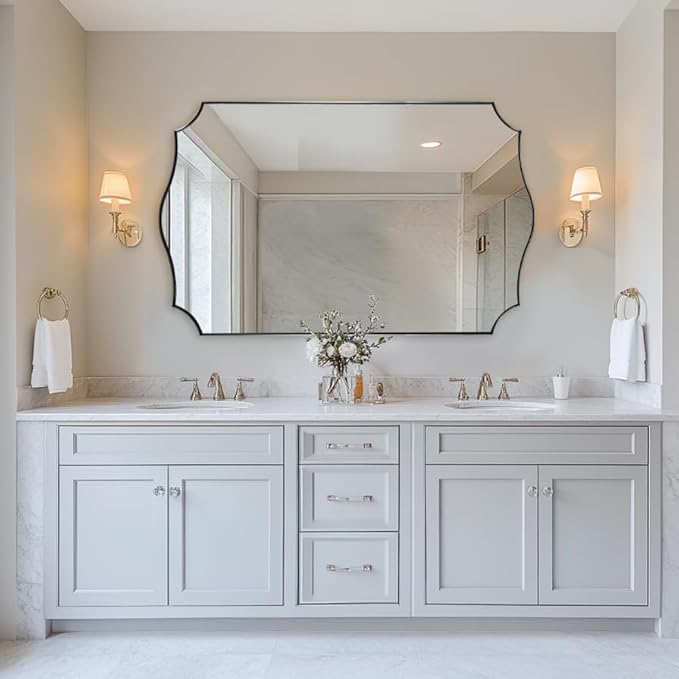 ANDY STAR 30x48 Inch Large Bathroom Mirror, Brushed Nickel Asymmetrical Mirror - Image 3