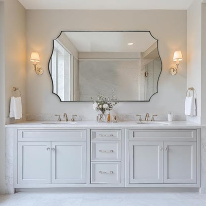 ANDY STAR 30x48 Inch Large Bathroom Mirror, Brushed Nickel Asymmetrical Mirror - Image 3