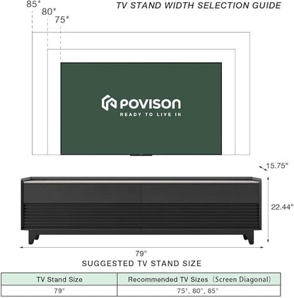 POVISON Fully-Assembled Mid Century Glossy Sintered Stone Tabletop TV Stand - Image 6