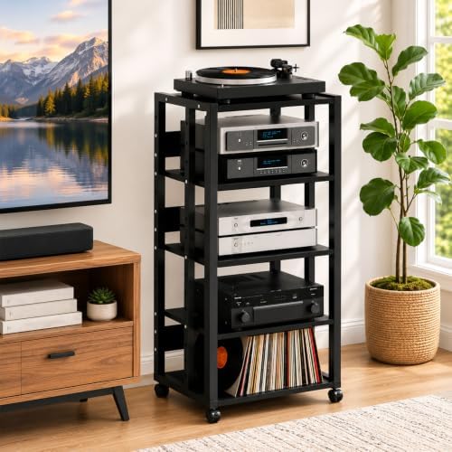 5-tier av media stand with wheels, 43" audio, main product view
