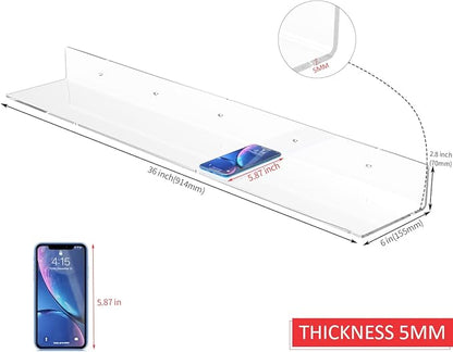36 Inches Acrylic Wall Shelves 2 Pack, Floating Shelf - Image 3