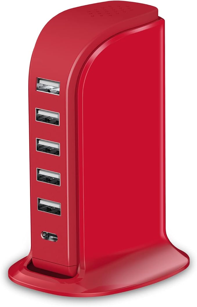 USB Phone Charger 6 Ports 40W Upoy, Type C Wall Charger Smart 6A, Charging Tower by TechGadgetsInYourMind
