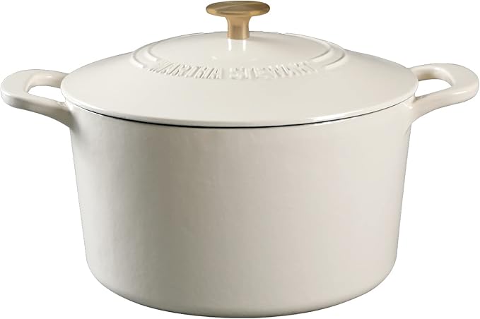 MARTHA STEWART Gatwick 7-Quart Enamel Cast Iron Dutch Oven – Linen White by MarthaStewart