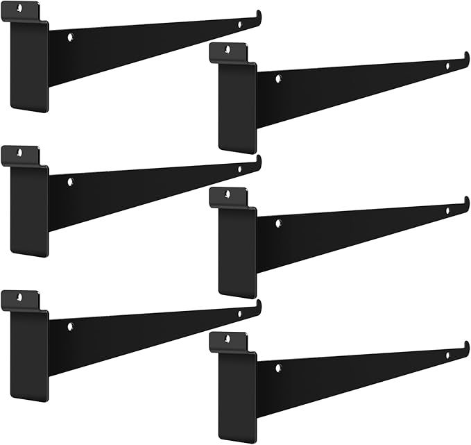 6 Pack Slat Wall Shelf Bracket 12 Inch, Heavy Duty Slatwall Shelf Brackets by APOCHON