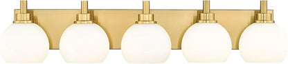 METWET Bathroom Light Fixtures, 5-Light Brushed Gold Bathroom Vanity Lights by Metwet