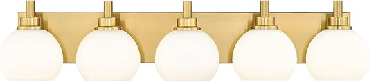METWET Bathroom Light Fixtures, 5-Light Brushed Gold Bathroom Vanity Lights by Metwet
