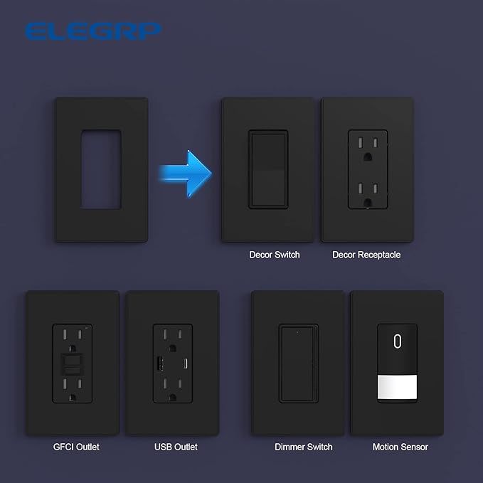 ELEGRP 1 Gang Screwless Decorative Wall Plates, Mid-Size Unbreakable - Image 5