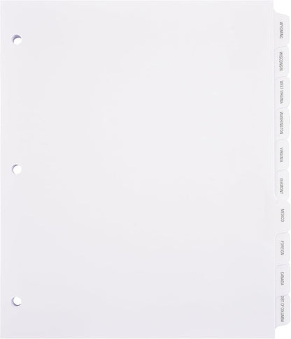 Exhibitindexes® State Divider Tabs/Indexes 3 Hole Punched - Image 6