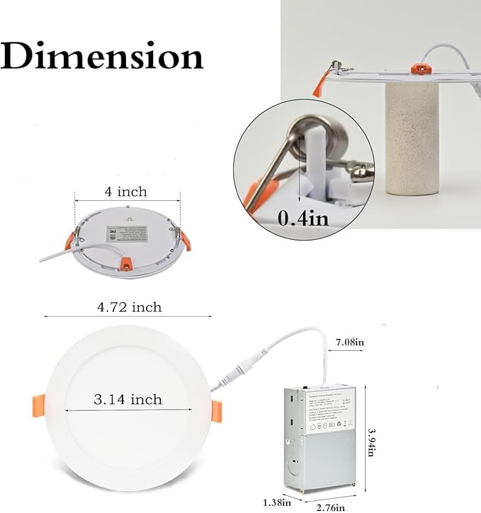 MKUJOO 12 Pack 4 Inch Ultra-Thin 5CCT LED Recessed Ceiling Light - Image 4