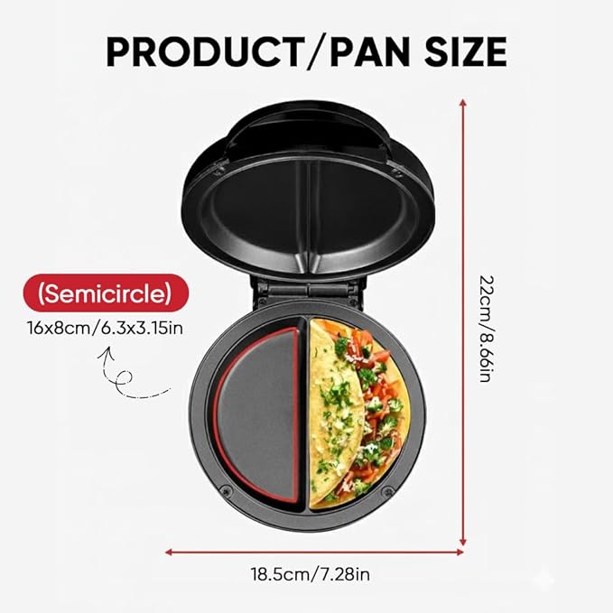 Saker Dual Zone Electric Omelette Maker 2026|Non-Stick Double Omelet Pan - Image 6