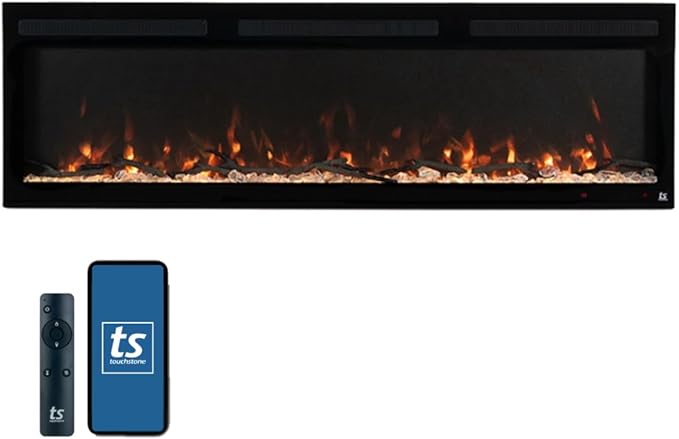 Touchstone Smart Electric Fireplace-The Fury 65" Wide- 4.5" Thin in Wall by TouchstoneHomeProducts