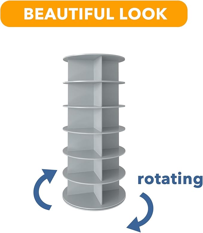 SpaceAid 6 Tier Rotating Shoe Rack Tower, Spinning Shoe Display Lazy Susan - Image 7